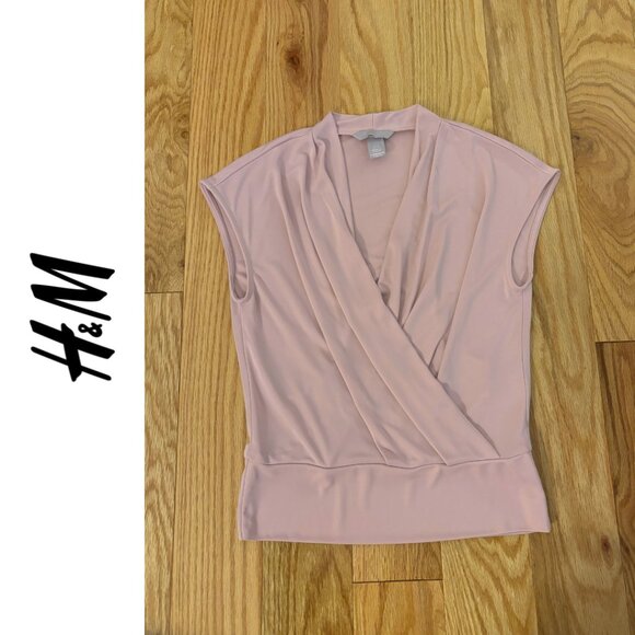 H&M | Soft Pink Sleeveless Wrap Top | XS Extra Small - Picture 1 of 6